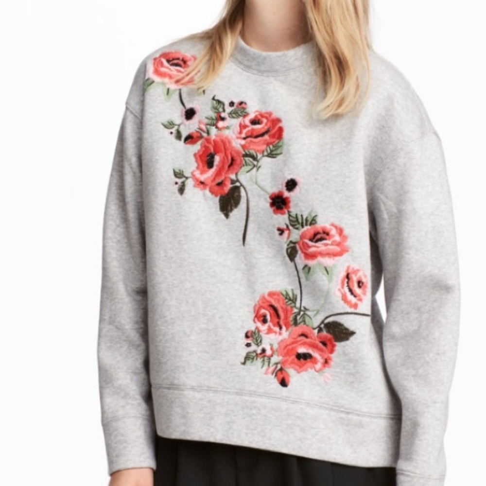 H&M Embroidered Floral Sweatshirt
